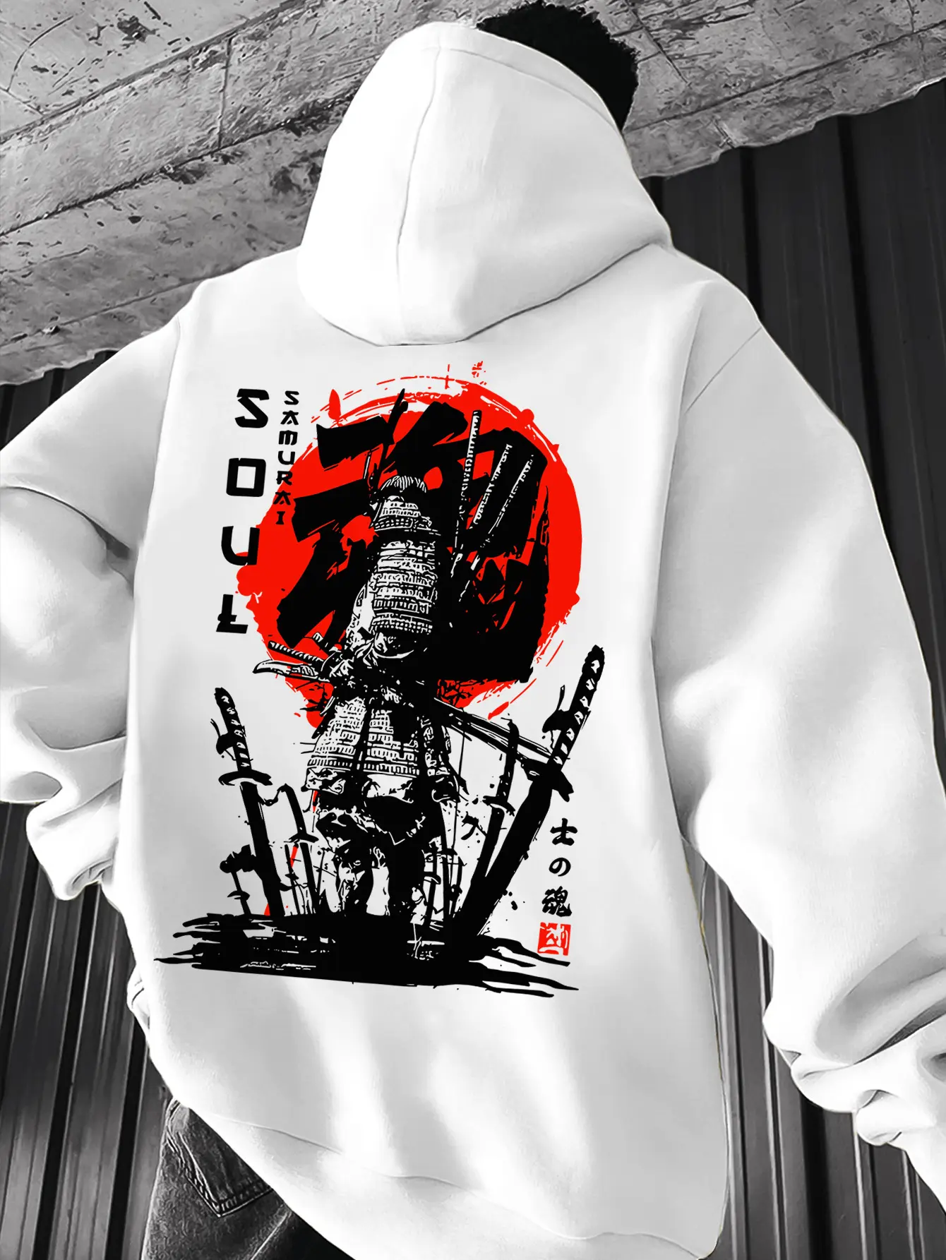 Samurai Soul Japanese Art Graphic Hoodie100% Cotton Unisex Oversized Streetwear Hooded Sweatshirt