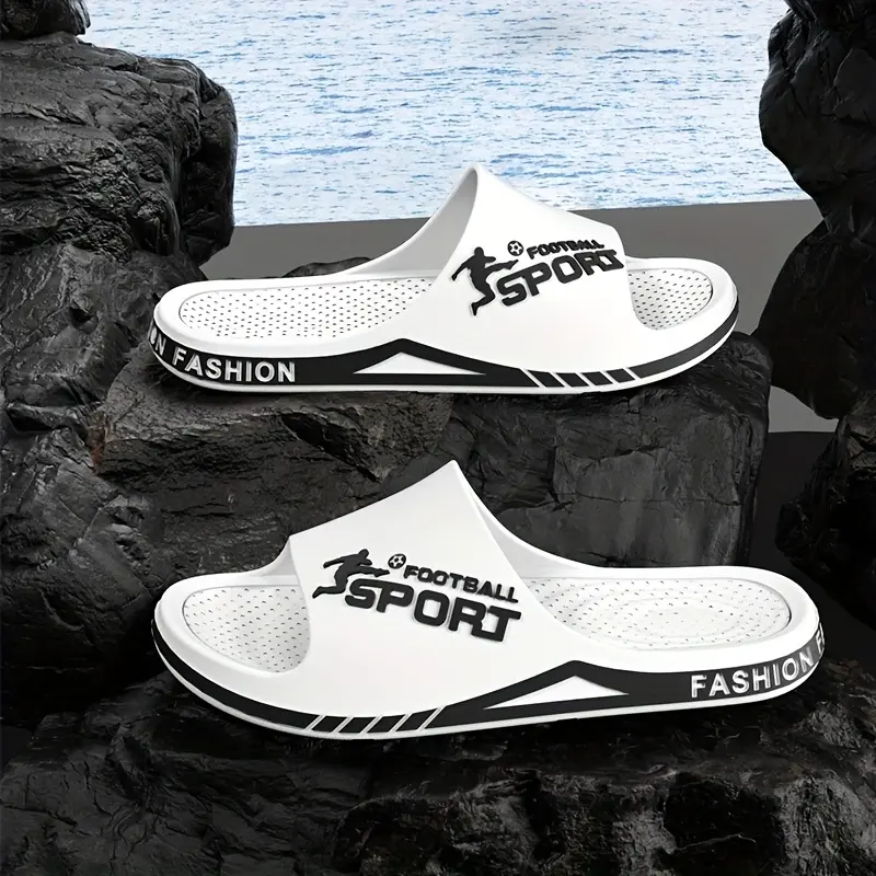 Men's Casual Fashion Slides, Stylish Colorblock Letter Print Footwear with a Soft, Non-slip Sole for Indoor and Outdoor Wear