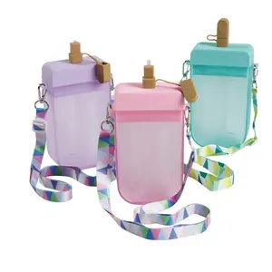 3 1/2" x 8" 10 oz. Popsicle-Shaped Cups with Straws & Straps - 3 Pc.