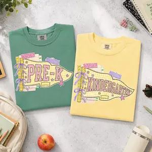 Comfort Colors Teacher Team Shirt, Cute Grade Level Back to School Tee for Pre-K to 5th Grade, Pre-K Kindergarten Grade Teacher Tee, Gift for Teacher Tops Womenswear