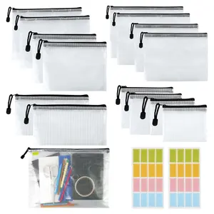 17PCS Document Wallets A4/A5/A6/B4/B5/B6/B8/Bill, Transparent Document Bag, Waterproof Sorting Bags for Documents, Receipts, Cosmetic Storage