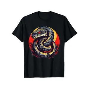 Vintage Style King Snake Cobra T-Shirt Men's Cool Duck Pattern Black Casual Crew Neck Short Sleeve Corn Snake T-Shirt, 200g Fabric Weight 100% Cotton S-XXXXL, Perfect for Summer Outdoor Fun Classic Cotton Tee Comfort Wear Cotton Menswear Casual