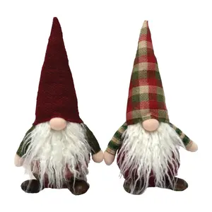 8" Santa's Workshop Plaid Gnomes, Set of 2