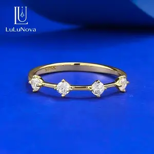 【#ZA26】(Isabella) Lab Made Gemstone Fashion Jewelry Ring in 925 Silver Gold Plated with Four Stones