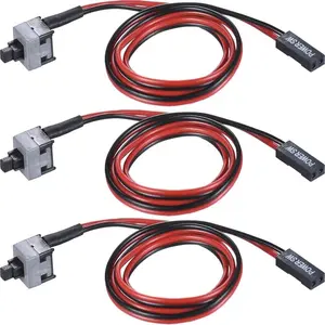 3 Pack 2 Pin PC Desktop Power Cable On/Off Push Button ATX Computer Switch Cord 50CM