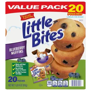 (Value Pack) Little Bites Blueberry Muffins, 20 individual packs, (1.5 oz each), Made with Real Blueberries Mini Muffins, 30 oz Multipack