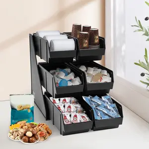 3 Tier Six Compartment Condiment Bin Rack For Coffee Shop And Bar Organization home essentials