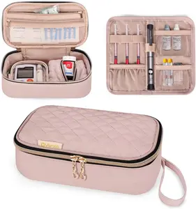 Diabetes suitcase for blood sugar monitor, test strips, insulin syringes, diabetes supplies storage bag with 2 removable and 1 folding bag for diabetes care kit