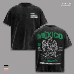 Mexico World Football Tournament 2026 Vintage Washed Soccer T Shirt, Mexico Futebol Fan Graphic Tee, Eagle Stadium Design Oversized Heavyweight Cotton Streetwear Sports Shirt, Futbol Supporter Gift for Men Women