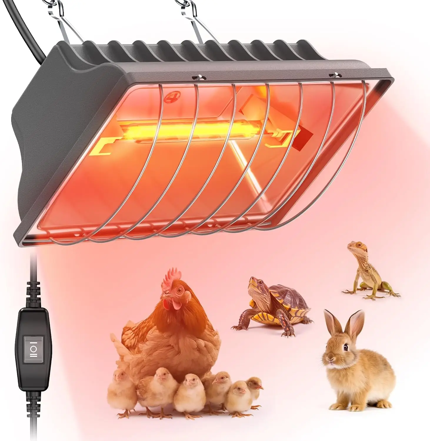300W Chicken Coop Heater for 30 Chicks Or Ducks, 9.84ft Cord Brooder Heating Plate & Heat Lamp Chicken Coop House with Adjustable Temp & Hanging Heigh