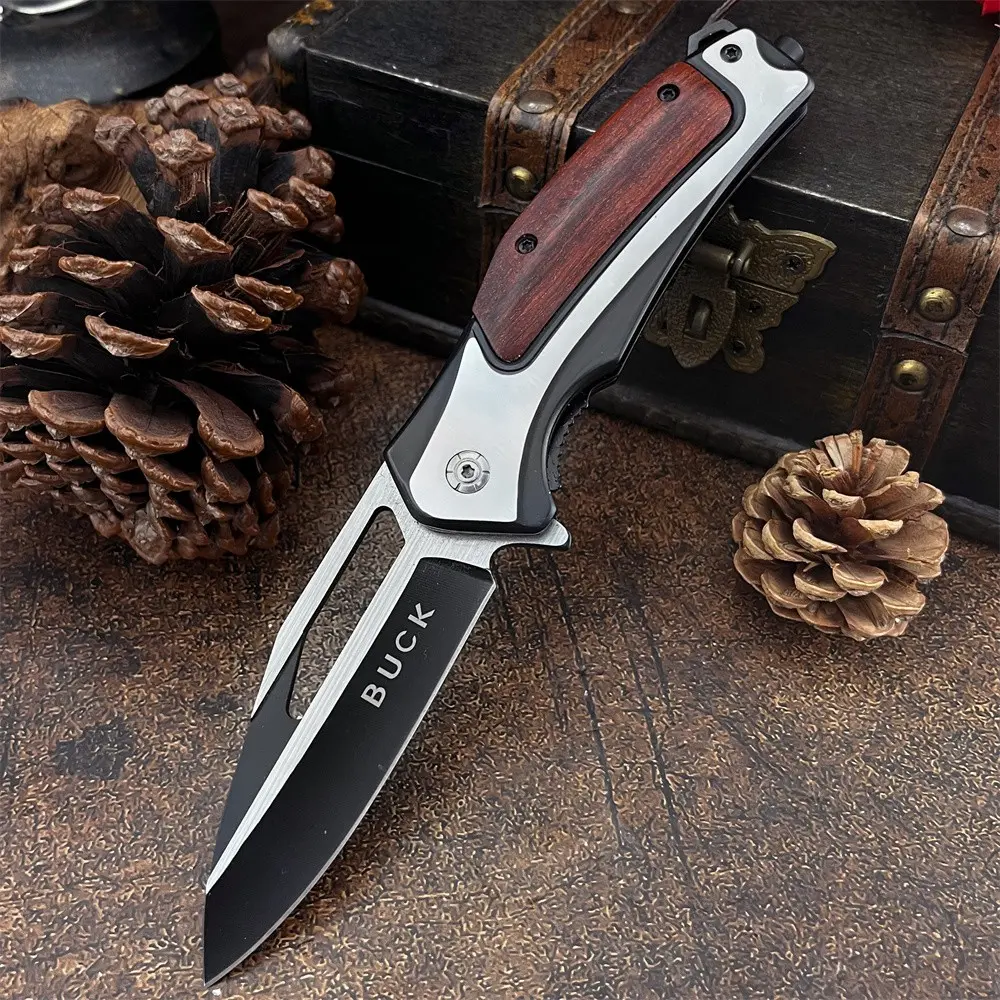 A folding outdoor knife from BK, featuring a 5Cr13Mov blade and rosewood handle, Emergency survival gear, a perfect gift, reliable companion for hiking, camping, travel, practical for fishing and everyday use, Outdoor Survival Supplies, Survival tools