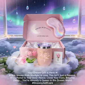 High-End Gift Box Party Set 5-Piece, Includes Eye Mask, Insulated Cup, Greeting Card, Handmade Flower, Towel, Unique Birthday Gifts, Perfect for Various Occasions