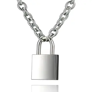 Padlock Necklace Stainless Steel Lock Chain for Men Women  18-24 inch