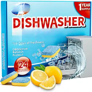 Dishwasher Cleaner Tablets - 24 Pack  Descaling and Refreshing Pods, Deep Cleaning for Dish Washer Machine, Heavy Duty for Sparkling Clean - Yearly .