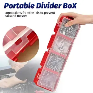 Small Compartment Screw Parts Box, Storage Case for Electronics & Hardware, Plastic Organiser with Slanted Lid, Perfect for Home & Office
