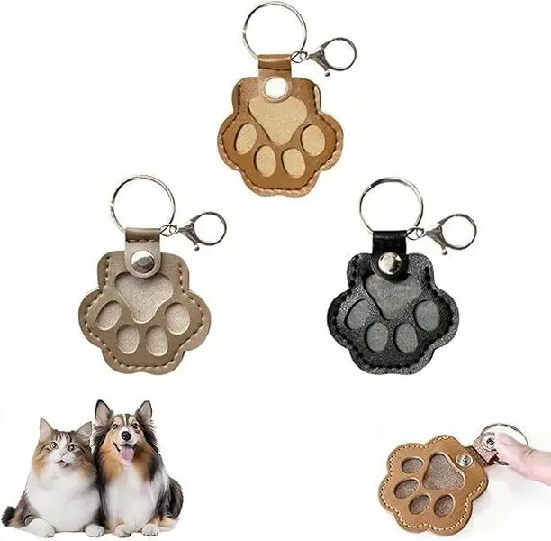 Cat&dog hair keychain creative pet cat and dog decoration for pet owners to collect and commemorate - portable PU Leather tag for DIY Cat&Dog paw print & hair storage - 1PC