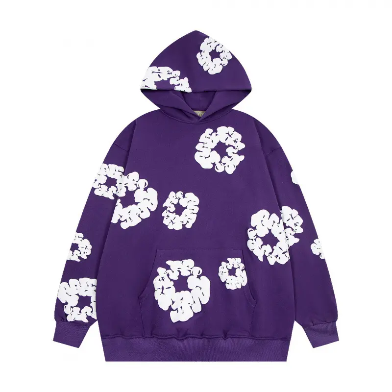 Foam purple hoodie [white floral wreath]