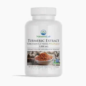 Nature's Lab Turmeric Curcumin C3 Complex with BioPerine – High Absorption Joint & Immune Support Supplement – Non-GMO, Vegan, Gluten-Free – 120 Capsules