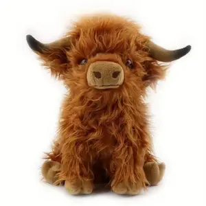 Cute Highland Cow Plush Toy, Adorable Scottish Cow Stuffed Animal, Farm Animal Decor Gift for Kids and Babies, Soft and Cozy