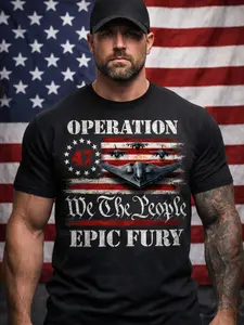 Operation Epic Fury T-Shirt, B-2 Stealth Bomber Military Graphic Tee, Unisex USA Apparel, Fashion Cotton, Full Colors, Full Sizes, For Men, For Women