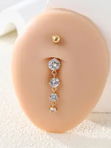 Rhinestone Decor Belly Button Ring, Navel Piercing Jewelry, Women Belly Piercing Body Jewelry For Daily Decoration, Jewelry For Daily Decoration