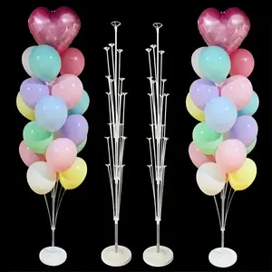 Balloon Column Stand without Balloon, 6 Counts/set Balloon Stand with Base & Rod, Detachable Clear Wedding Balloon Stand, Party Decoration Supplies