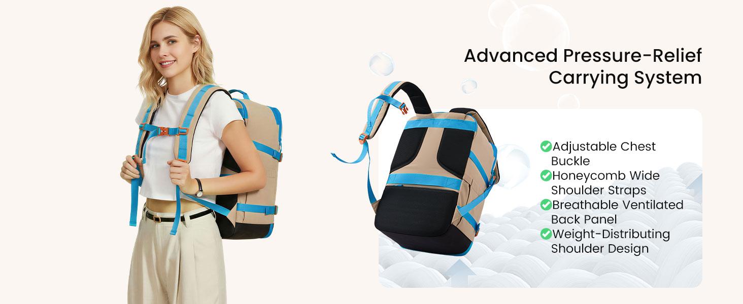 LOVEVOOK 50L Travel Backpack for Women & Men, Airline Approved Carry On Backpack with 3 Packing Cubes, TSA Personal Item Bag, Waterproof Weekender Overnight Backpack Fits 17" Laptop