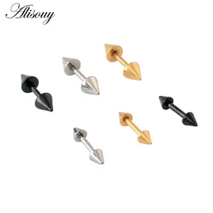 1Pair Fashion Punk Rock Rivet Spike Stainless Steel Mens Womens Stud Earrings