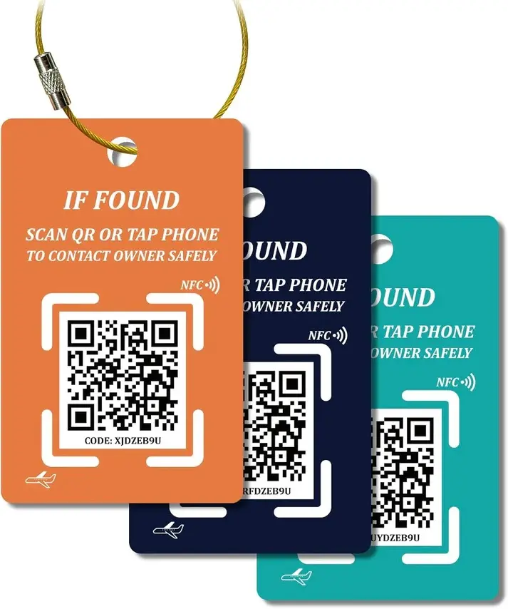 Smart NFC & QR Scan Luggage Tag with Chip - Waterproof Travel Accessory, Bag Finder Tracker - No App Needed, Email Map Support, 1-Time Purchase