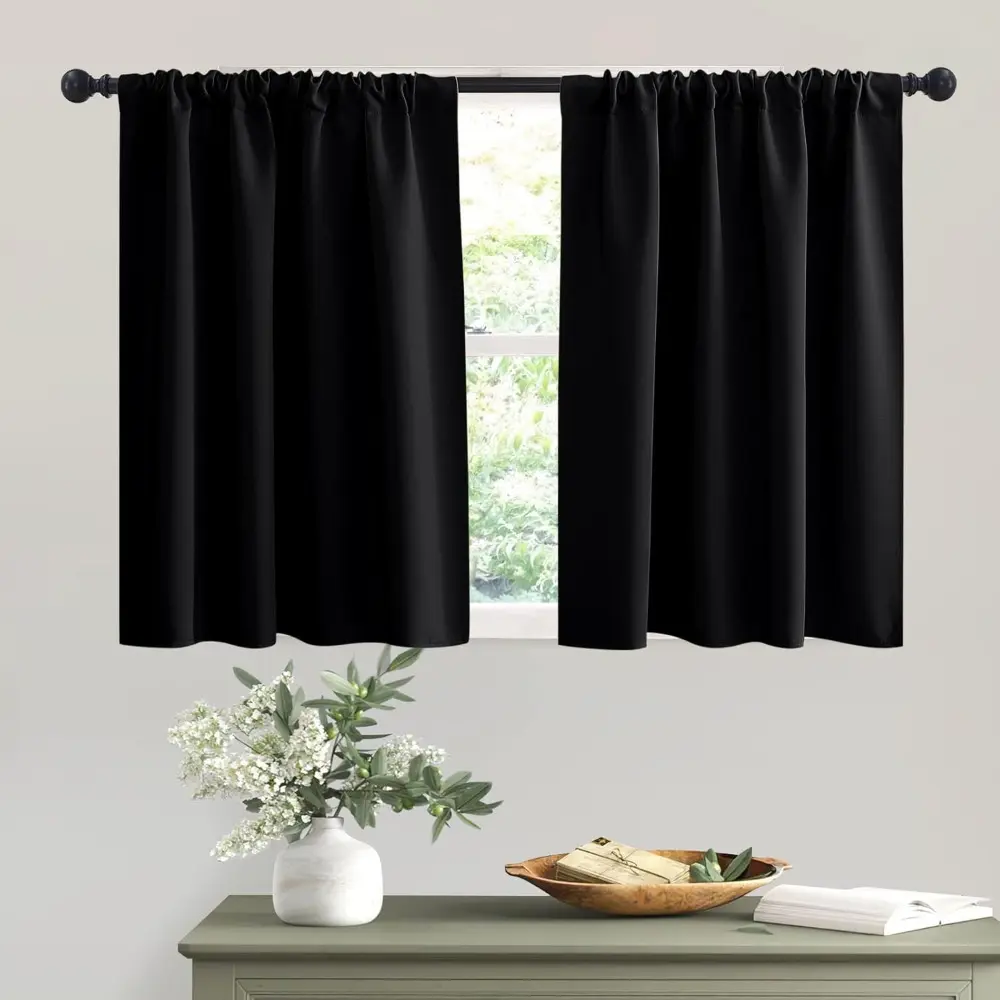 Blackout Cloth Curtains - Thermal Insulated Privacy Drapes with 3" Rod Pocket Fit, for Bathroom Small Windows & Bedrooms, 42in W x 36in L, 1 Pair Cloth Blackout Curtain Set