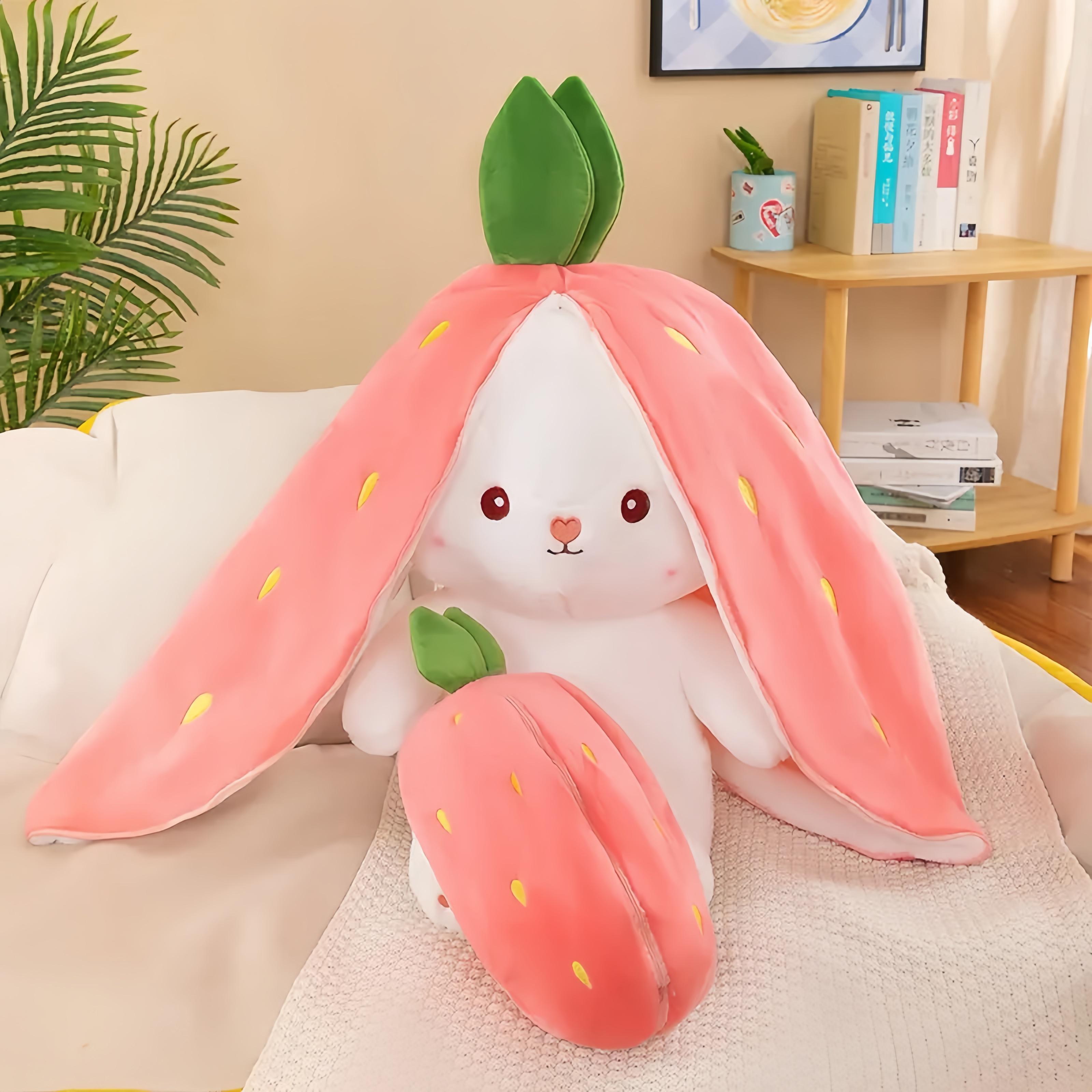 Cute Strawberry Bunny Plush Toy, Soft Cartoon Stuffed Animal Toy, Creative Doll Birthday Gift, Festival Decoration, Easter Gifts