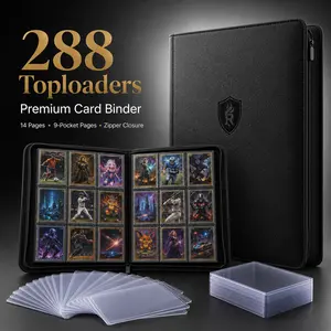 HOLDS 288 TOPLOADERS Binder with Zipper, 9 Pocket Double-Sided Card Album for Sports Cards, Trading Cards, TCG & Collectibles, Fits 3x4 Top Loaders
