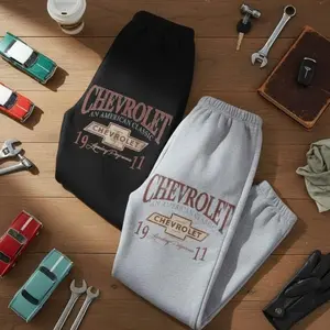 Chevrolet An American Classic Sweatpants, Unisex Cotton Fleece For All Seasons Comfortable Fit & Stylish Design Perfect Gift, Men's Bottom, Gift For Car Lover, Trendy Joggers, Cotton Graphic Casual pants