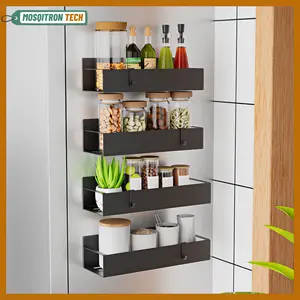 Magnetic Spice Rack for Refrigerator, Magnetic Spice Storage Rack Organizer for Fridge,Magnetic Shelf with Paper Towel Holder, Moveable Kitchen Refrigerator Seasoning Storage Rack Fridge Magnet Organizer, Kitchen Gadgets for Refrigerator, Microwave