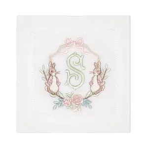 Embroidered Easter Bunny Monogrammed Cocktail Napkin