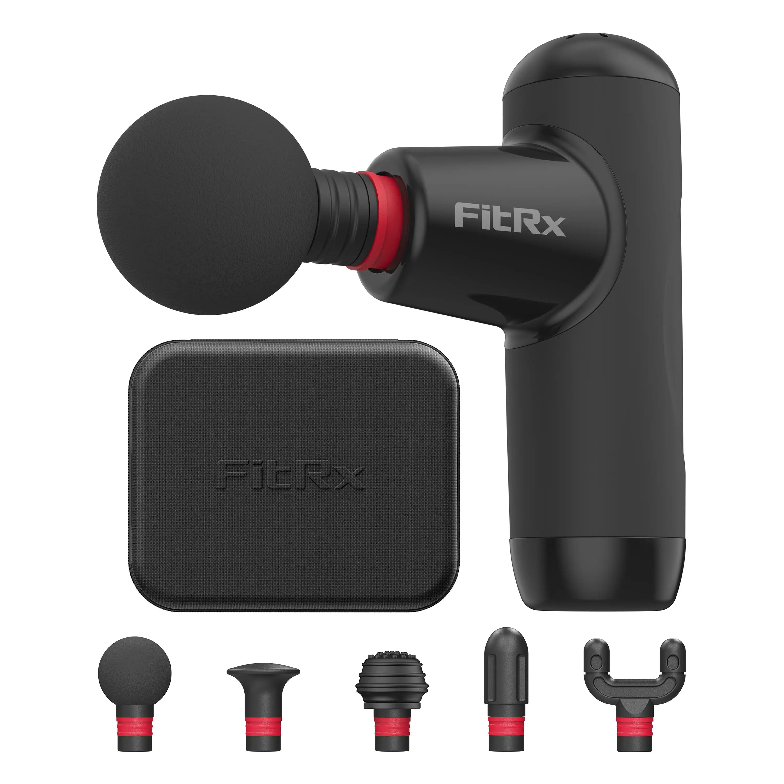 FitRx Max Mini Massager, Rechargeable Portable Muscle Massage Gun with Multiple Attachments