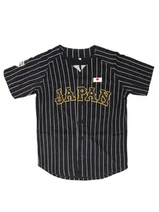 Men's Striped Embroidery Button V Neck Sporty Baseball Lightweight Jersey, Loose Comfortable Breathable Short Sleeve Baseball Top, Sports Top, Baseball Shirt, Sport & Outdoor Clothing for Men