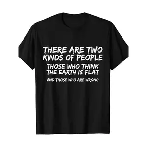 Menswear Shortleeve Round Neck T-Shirt - 180Gsm Washed Cotton Casual Top, Humorous Flat Earth Conspiracy Theory Print, Unisex Streetwear, White