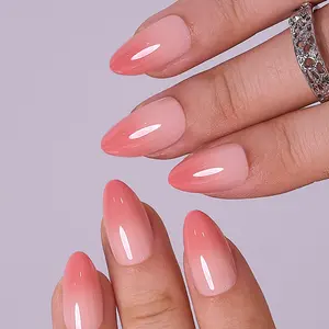 CurvLife Rose Veil Gradient Press On Nails – Soft Pink Ombre Almond Shape with Natural Glossy Finish, Elegant and Feminine Design, Easy to Apply and Long Lasting, Perfect for Daily Wear, Parties and Special Occasions, Reusable and Comfortable Fit