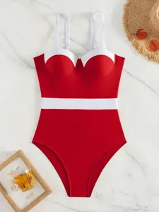 Women's Sexy One-Piece Swimsuit, Fitted Swimwear for All Seasons, Stretchy Swimwear, Moderate Fabric Thickness, Perfect for Photography, Full Coverage Swimsuits, Swimsuit Style