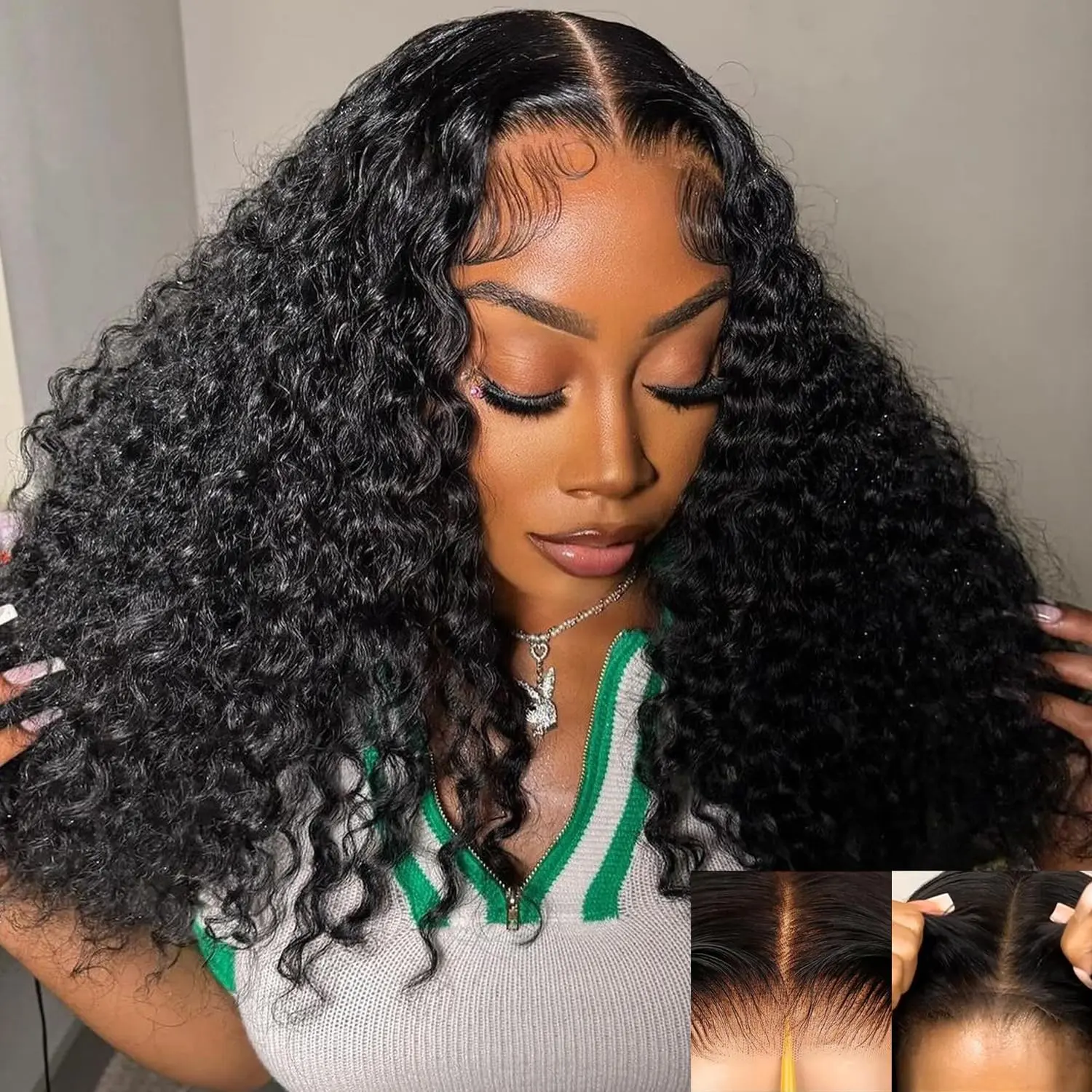 Bling Hair Glueless Wigs Human Hair Pre Plucked Pre Cut 6x4 Hd Lace Closure Easy To Wear Deep Wave Curly 5x5 Closure Wigs for Women Wet and Wavy Natural Hairline