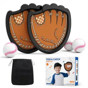 Velcro Ball and Catch Ball Set, Outdoor Games for Kids, Baseball & Football Glove, Beach Yard Camping Toys  (2 Paddles & 3 Balls) Family Backyard Games