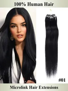 30g  Micro Beads Hair Extensions In Nano Ring Links Human Hair, 9 Colors Natural Straight Hair for Women, 30.48-60.96 cm, Add Volume&Length, Blonde Brown Black European Hair, 50 Strands/pack Micro Beads Link Hair Extension