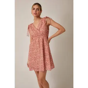 Mini Dress - Taupe & Rust