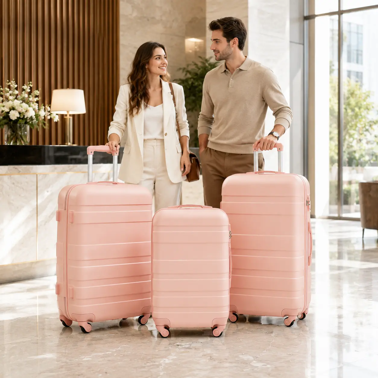 Fahuac 3-Piece Sturdy ABS Hardshell Luggage Set (20"/24"/28") - Lightweight, Spinner Wheels, TSA Safe Lock, Textured Scratch-Resistant Finish, Zip Closure, Expandable Travel Set, Tsa-Proof Luggage Sets, Durable Luggage Sets