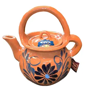 Handmade medium Terracotta Coffee Pot from Puebla Mexico - Lead-Free & medium Capacity for Hot Coffee - Perfect for Home Office or Outdoor Events