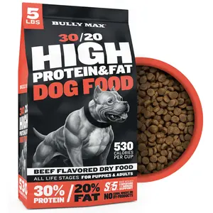 Bully Max 30/20 High Protein Beef Dog Food (5 lbs.) — 30% Protein, 20% Fat, 300% More Protein Than Fresh Beef, +10M CFU Probiotics