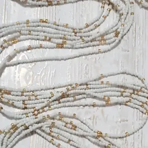 Purity White & Gold Waistbeads for Women - Fashion Accessory African Waist Bead Jewelry