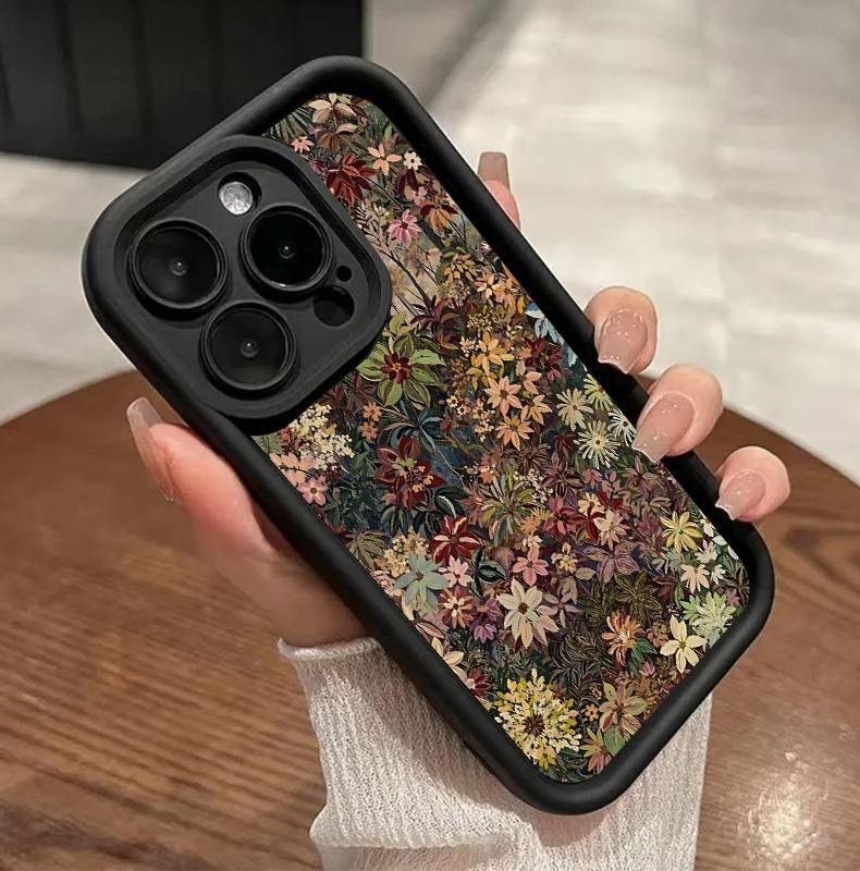 Wildflower Wonderland Pattern Phone Cases for iPhone 17 Pro Max 16 Plus 15 14 Pro 13 12 11, Durable Slim TPU Soft TPU Shockproof Protection Protective Phone Cover