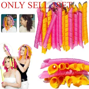 12Pcs Heatless Hair Curlers Spiral Hairs Curlers 30CM  Magic No Heat Hairs Curls for Long Styling Hooks DIY Hair Rollers Set